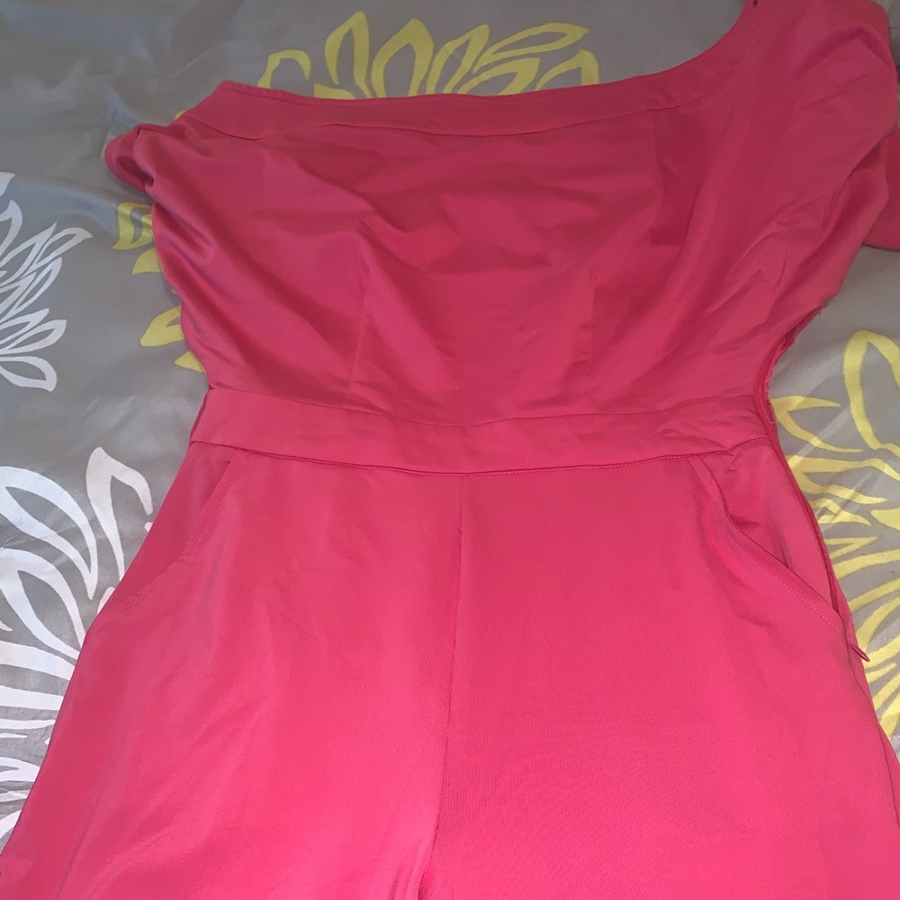 Jumpsuit with belt , off shoulder, side zipper